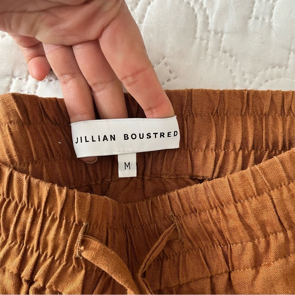 Jillian Boustred 100% Linen Wide Leg Pants M Earth Tone - Picture 8 of 13